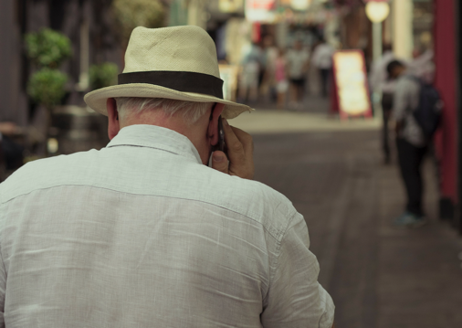 Old Man On Phone